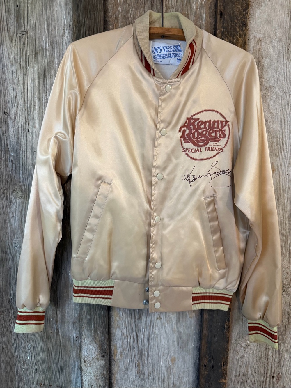 VTG 1984 Kenny Rogers Special Friends Lined Satin Snap Button Tour Jacket Small